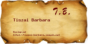 Tiszai Barbara névjegykártya